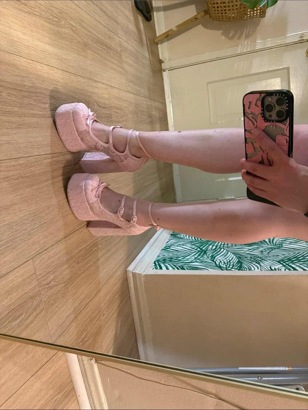Sugar Thrillz Pink Lace Platform Mary Jane Pumps